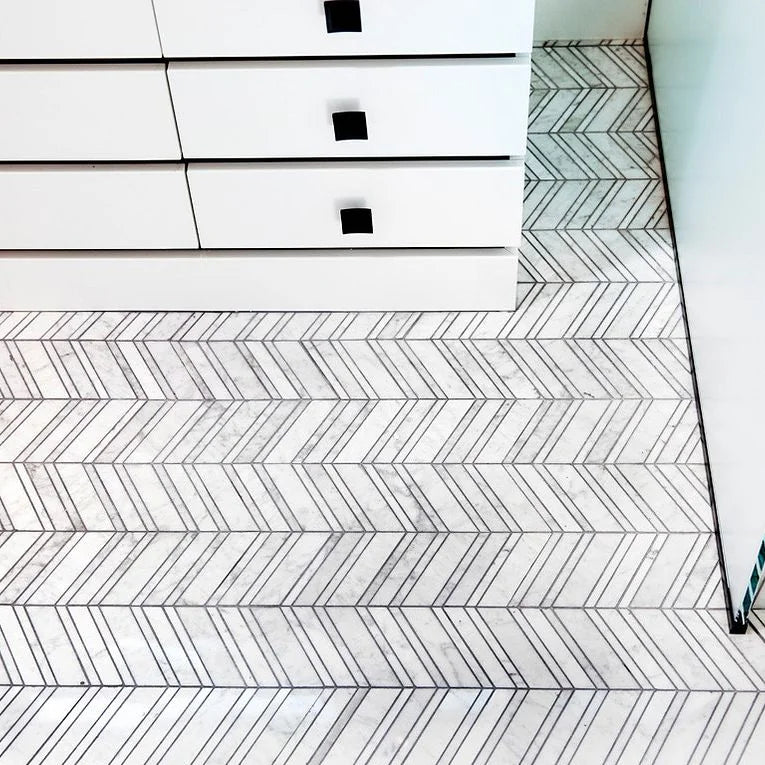 Chevron Venatino Polished Large Mesh Pattern Marble Mosaic