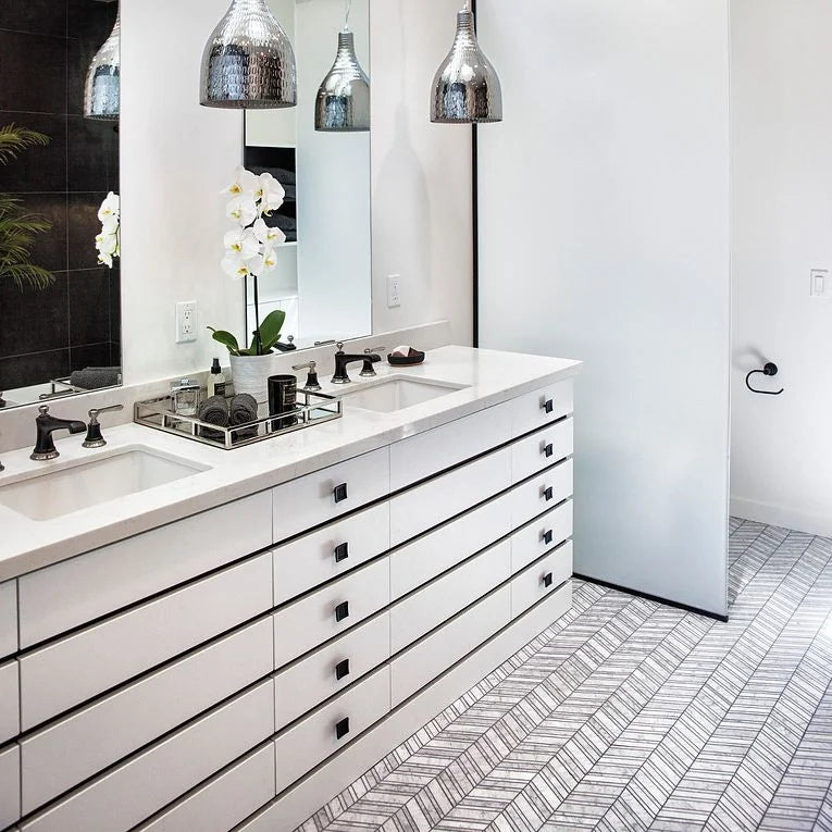 Chevron Venatino Polished Large Mesh Pattern Marble Mosaic