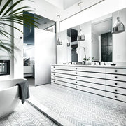 Chevron Venatino Polished Large Mesh Pattern Marble Mosaic