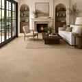 Chiseled Travertine Noce 18x18 Honed Filled Tile — Living Room floor