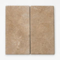 Chocolate Brown Walnut Travertine Tumbled 12 x 24 x 1.25 Bullnose Coping 12x24 close-up