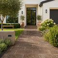Chocolate Brown Walnut Travertine Tumbled 12 x 24 x 1.25 Paver 12x24 — Front Yard walkway