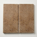 Chocolate Brown Walnut Travertine Tumbled 12 x 24 x 2 Bullnose Coping 12x24 close-up