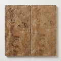 Chocolate Brown Walnut Travertine Tumbled 12 x 24 x 2 Modern Coping 12x24 close-up
