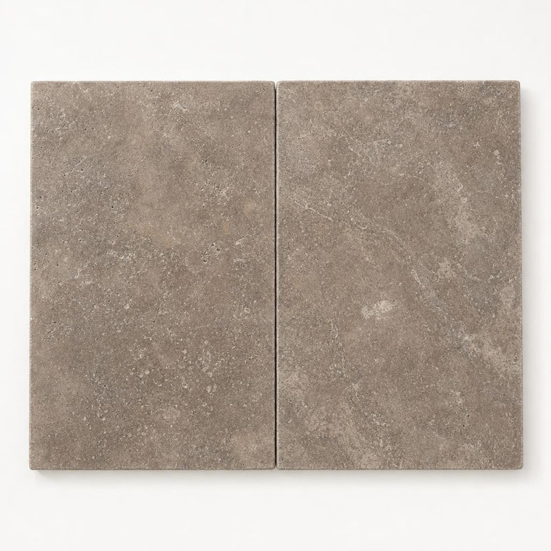 Chocolate Brown Walnut Travertine Tumbled 16 x 24 x 1.25 Bullnose Coping 16x24 close-up
