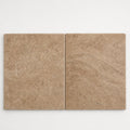 Chocolate Brown Walnut Travertine Tumbled 16 x 24 x 2 Double Bullnose Coping 16x24 close-up