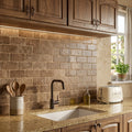 Chocolate Brown Walnut Travertine Tumbled 3 x 6 x 3/8 Cross Cut Tile 3x6 — Kitchen backsplash