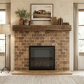 Chocolate Brown Walnut Travertine Tumbled 3 x 6 x 3/8 Cross Cut Tile 3x6 — Living Room fireplace surround