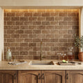 Chocolate Brown Walnut Travertine Tumbled 3 x 6 x 3/8 Cross Cut Tile 3x6 — Wet Bar backsplash