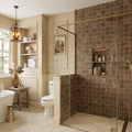 Chocolate Brown Walnut Travertine Tumbled 4 x 4 x 3/8 Cross Cut Tile 4x4 — Bathroom shower wall accent band