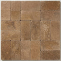 Chocolate Brown Walnut Travertine Tumbled 6 x 12 x 1.25 Paver 6x12 close-up