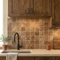 Chocolate Brown Walnut Travertine Tumbled 6 x 6 x 3/8 Cross Cut Tile 6x6 — Kitchen backsplash