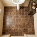 Chocolate Brown Walnut Travertine Tumbled 6 x 6 x 3/8 Cross Cut Tile 6x6 — Powder Room floor