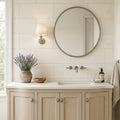 Classic 12x24 Brushed Limestone Tile — Bathroom vanity wall