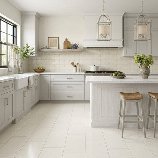 Classic 12x24 Honed Limestone Tile — Kitchen floor