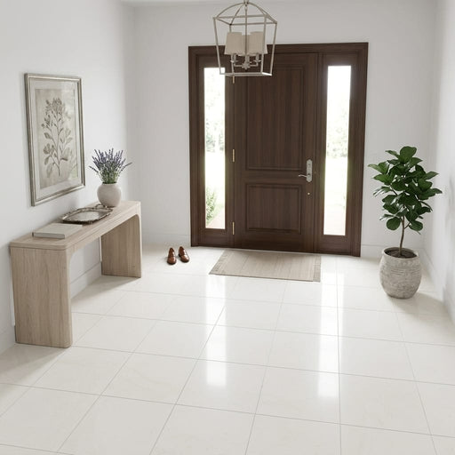 Classic 18x18 Honed Limestone Tile — Foyer floor