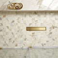 Classic 2.0 Calacatta Oro 2x2 Polished Marble Mosaic — Bathroom shower floor