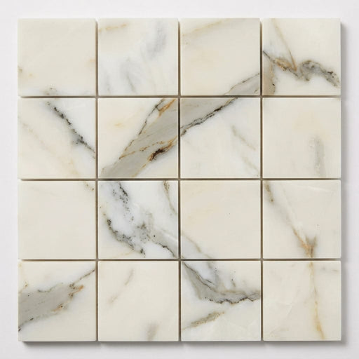 Classic 2.0 Calacatta Oro 2x2 Polished Marble Mosaic close-up