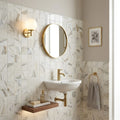 Classic 2.0 Calacatta Oro 2x2 Polished Marble Mosaic — Powder Room wall