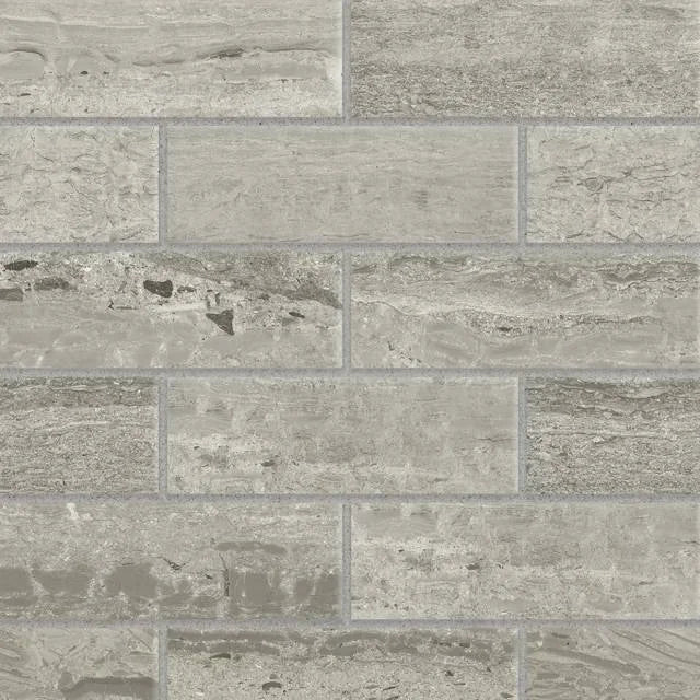 Classic 2.0 Travertino Grigio 2x6 12x12 Porcelain Mosaic