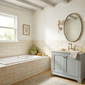 Classic 4x16 Split Limestone Tile — Bathroom shower wall