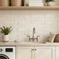 Classic 4x16 Split Limestone Tile — Laundry Room backsplash