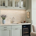 Classic 4x16 Split Limestone Tile — Wet Bar backsplash
