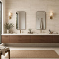 Classico 18x36 Vein Cut Travertine Honed Unfilled Tile — Bathroom vanity wall