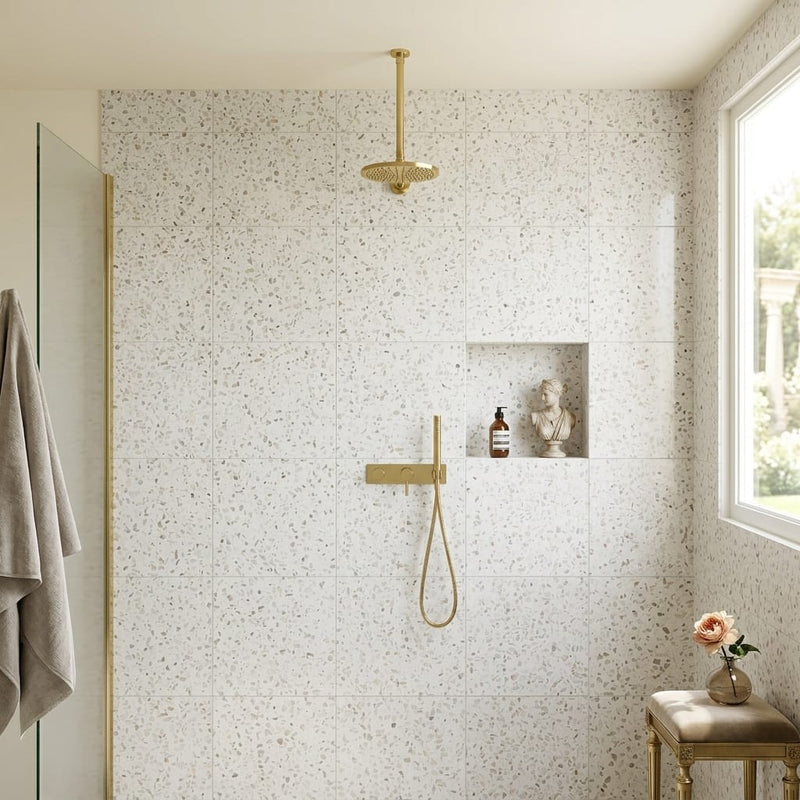 Classico 24x24x1/2 Polished Marble Tile — Bathroom shower wall