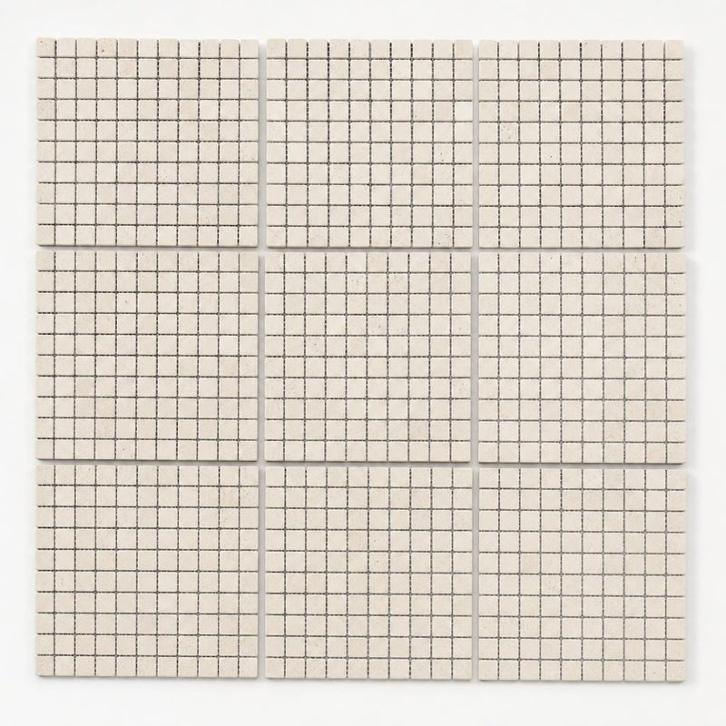 Classico 5/8x5/8 12x12 Sheet Natural Travertine Mosaic close-up