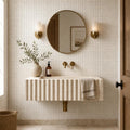 Classico 5/8x5/8 12x12 Sheet Natural Travertine Mosaic — Powder Room wall