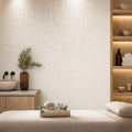 Classico 5/8x5/8 12x12 Sheet Natural Travertine Mosaic — Spa spa interior
