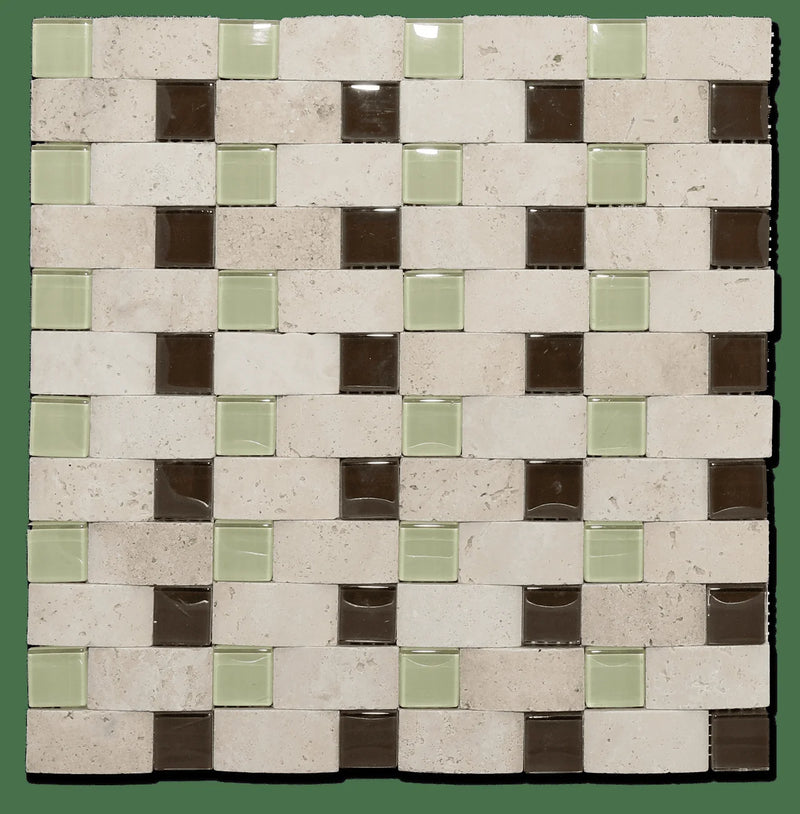 Concave Classico 12x12 Natural Textured Travertine Mosaic
