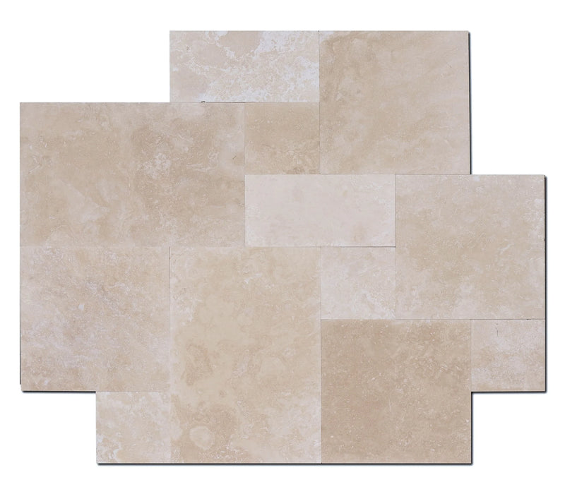 Classico 16 Sq Ft Pattern Honed Filled Straight Edge Set Travertine Tile