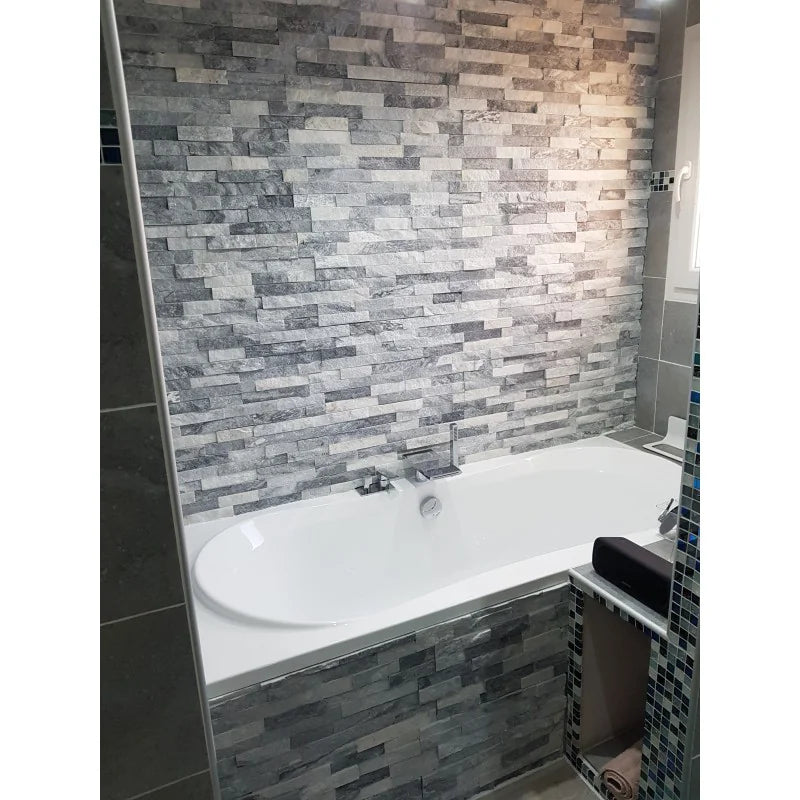 Cloudy Grey 6x24 Split-Face Quartzite Ledger Stone