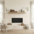 Cloudy Limestone 12x24 Brushed Tile — Living Room fireplace surround