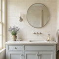 Cloudy Limestone 12x24 Honed Tile — Bathroom vanity wall