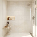 Cloudy Limestone 18x36 Brushed Tile — Bathroom shower wall
