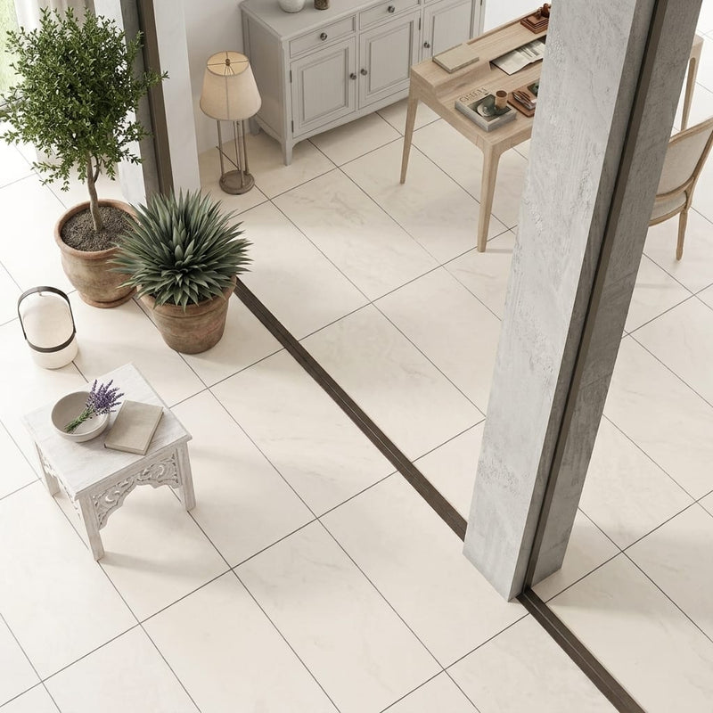 Cloudy Limestone 18x36 Brushed Tile — Living Room floor