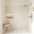 Cloudy Limestone 18x36 Honed Tile — Bathroom shower wall