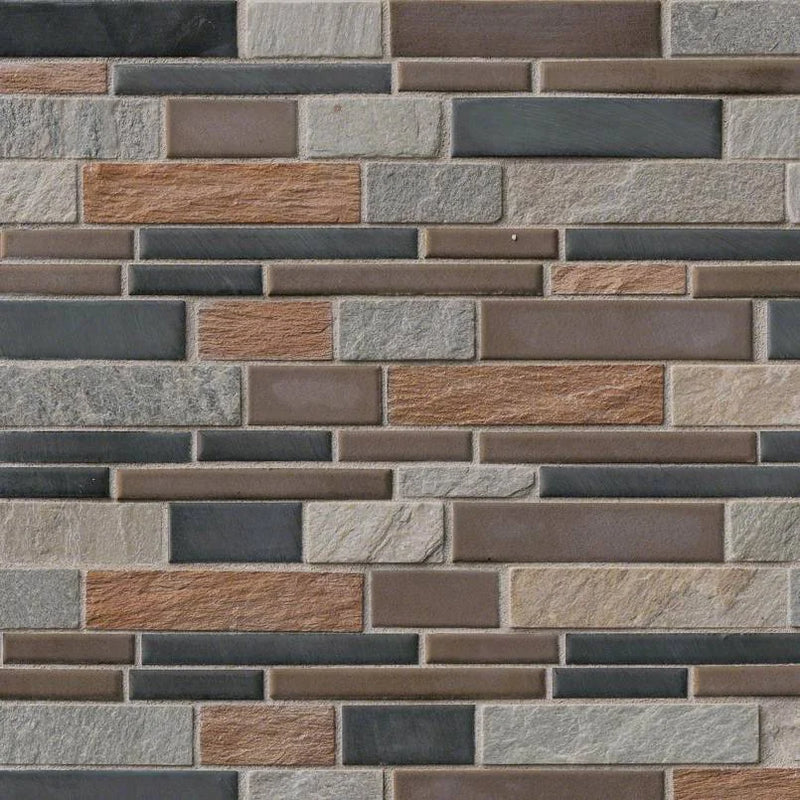 Cobrello Interlocking Pattern Misc. Porcelain Stone Blend Mosaic Tile