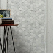 Completa Bianco Venatino 2x2 Hexagon Multi Finish Marble Mosaic