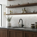Completa Bianco Venatino 2x2 Hexagon Multi Finish Marble Mosaic — Kitchen backsplash