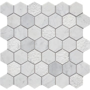 Completa Bianco Venatino 2x2 Hexagon Multi Finish Marble Mosaic