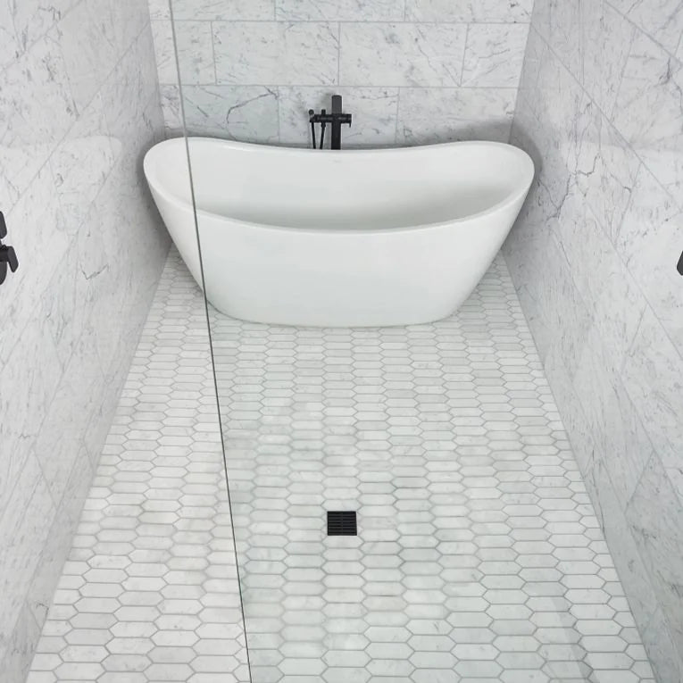 Bianco Venatino 1/2x12 Pencil Liner Honed Marble Trim