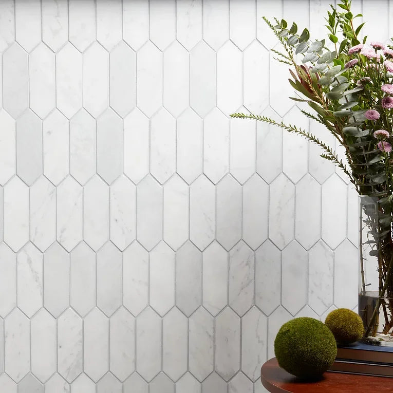 Completa Marble Series Bianco Venatino Flower Honed Marble Mosaic