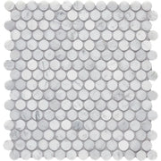 Completa Bianco Venatino Honed 3/4 Penny Round Marble Mosaic