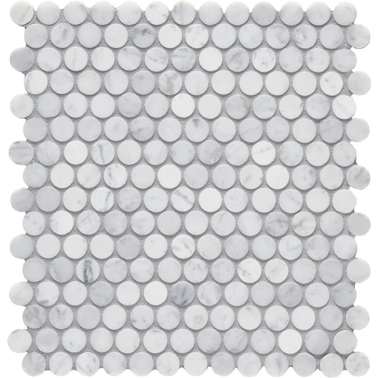 Completa Marble Series Bianco Venatino Flower Honed Marble Mosaic