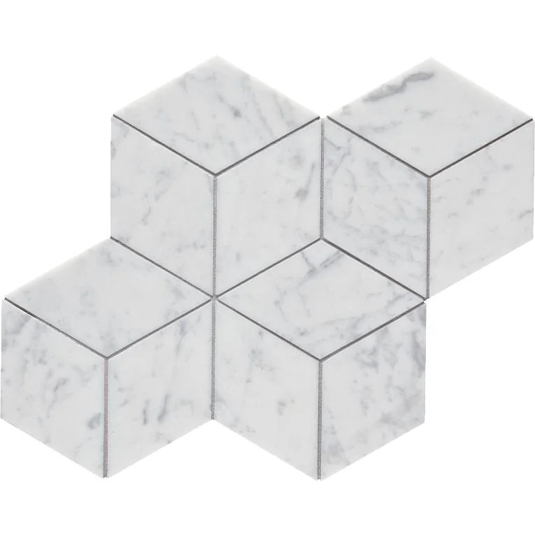 Completa Marble Series Bianco Venatino Flower Honed Marble Mosaic