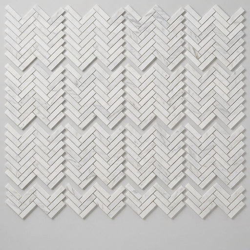 Completa Calacatta Gris 1x4 Herringbone Honed Marble Mosaic close-up